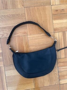 Antik Kraft Black Braided-Handle Crescent Shoulder Bag